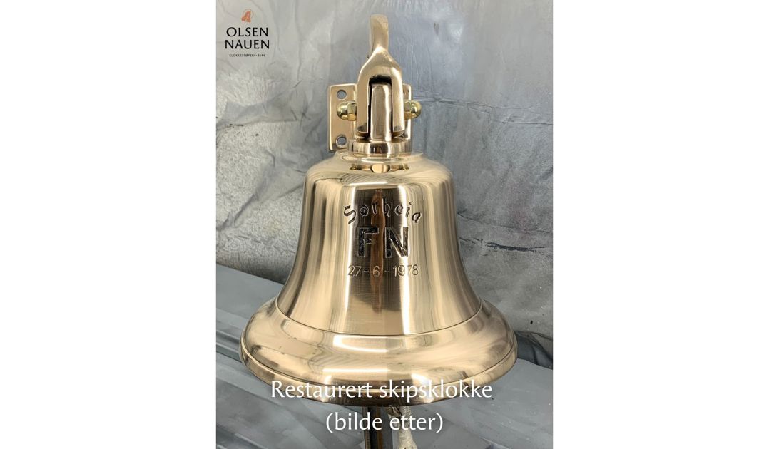 Olsen Nauen Klokkestøperi, klokkespill, kirkeklokker, skipsklokker, 1844, gårdsklokker, norsk industri, småklokker, bronse, restaurering, pussing