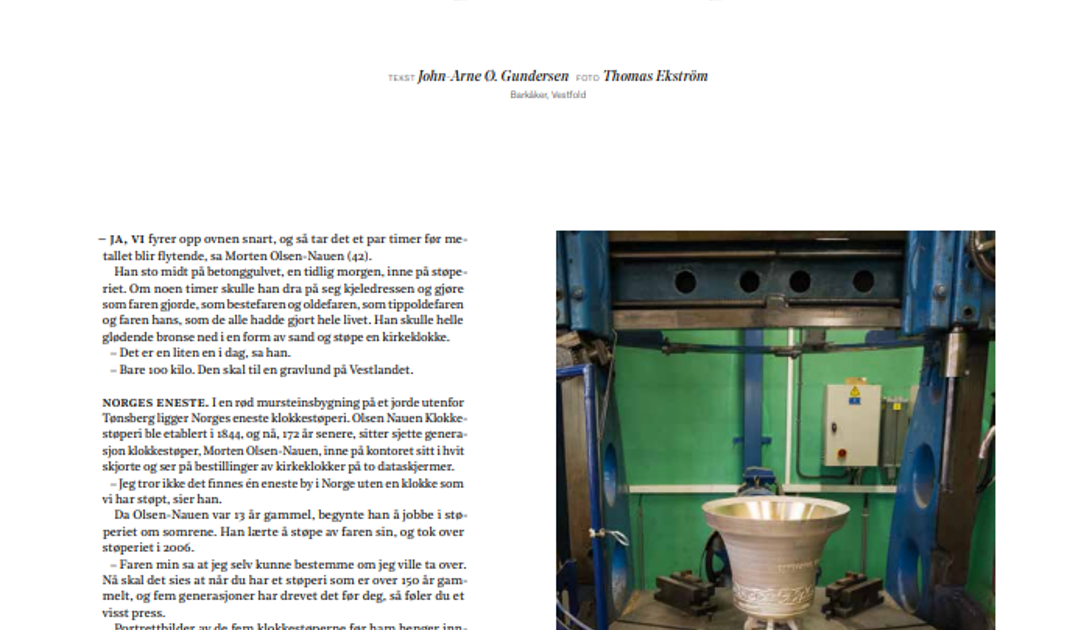 Artikkel Dagens Næringsliv Olsen Nauen Klokkestøperi